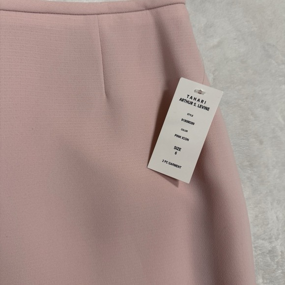 NEW Tahari ASL Blazer Skirt Suit Size 6 4 Bow Pleated Pale Pink Icon 2 Pc Set - Picture 10 of 16